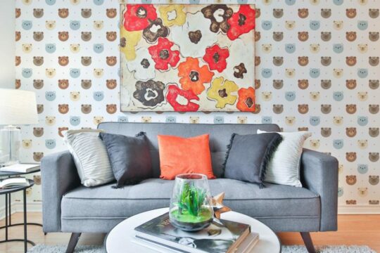 Cute bear peel and stick removable wallpaper
