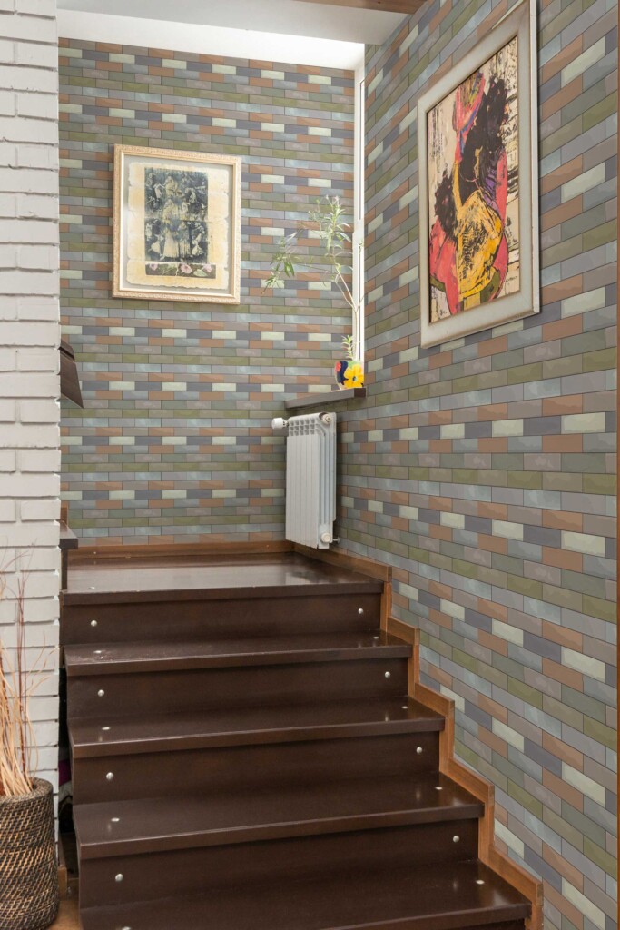 Removable Wallpaper for walls featuring Colorful Drawn Bricks by Fancy Walls.