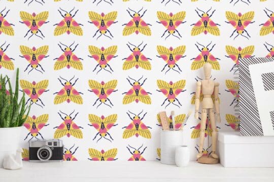 Multicolor bug peel and stick removable wallpaper