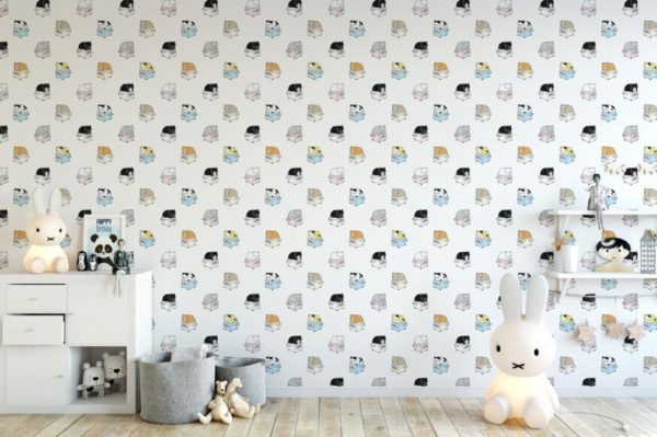 Colorful cats nursery peel stick wallpaper