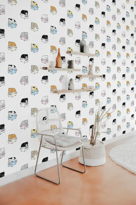 Colorful cats nursery peel and stick removable wallpaper