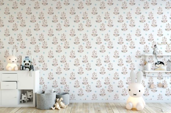 Cat unicorn nursery peel stick wallpaper