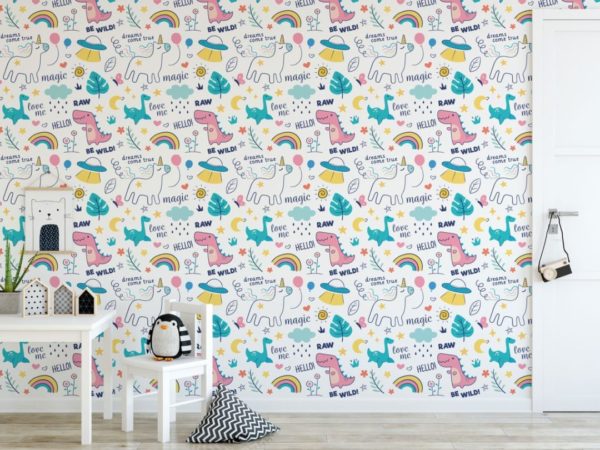 Multicolor kids room stick on wallpaper