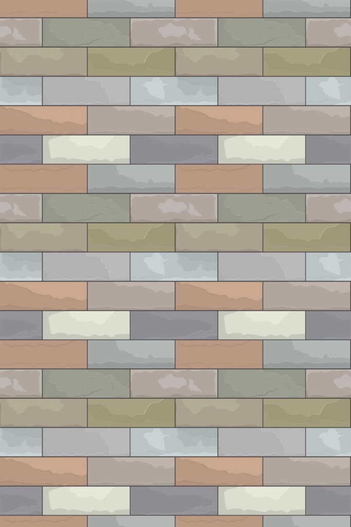 Traditional Wallpaper with Colorful Drawn Bricks design by Fancy Walls.