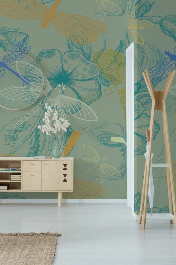 Removable wall mural with Eclectic Dragonfly design by Fancy Walls