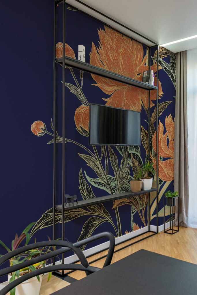 Removable wall mural with Botanical dark floral design by Fancy Walls
