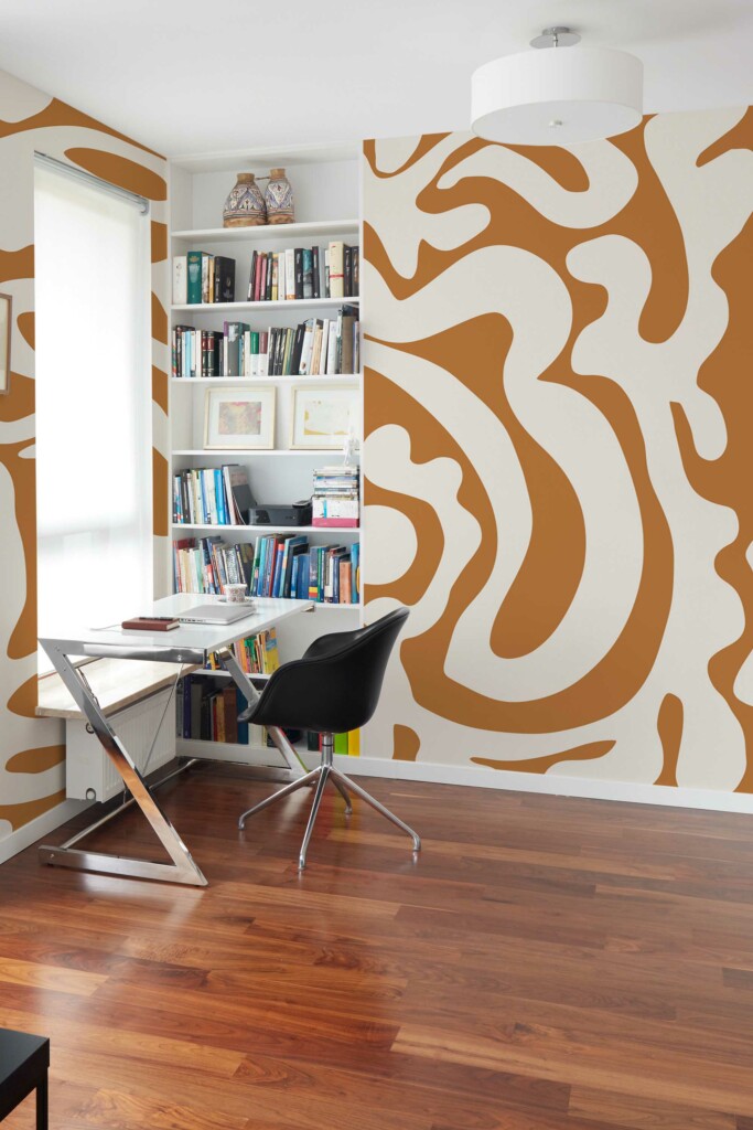 Mural for wall with modern terracotta and beige cutouts by Fancy Walls