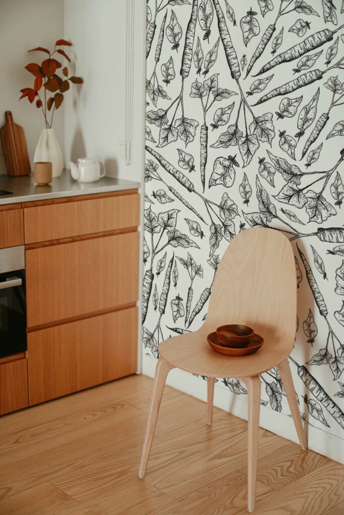 Wall paper mural depicting Monochrome Carrot from Fancy Walls