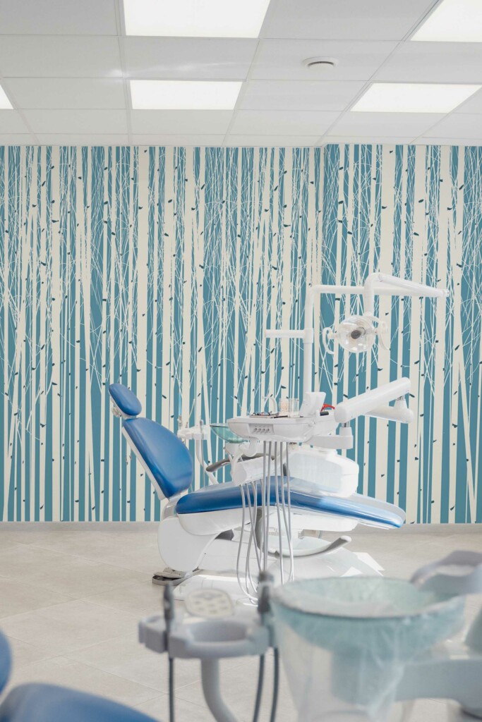 Self-adhesive wall mural with Blue and White Birches by Fancy Walls