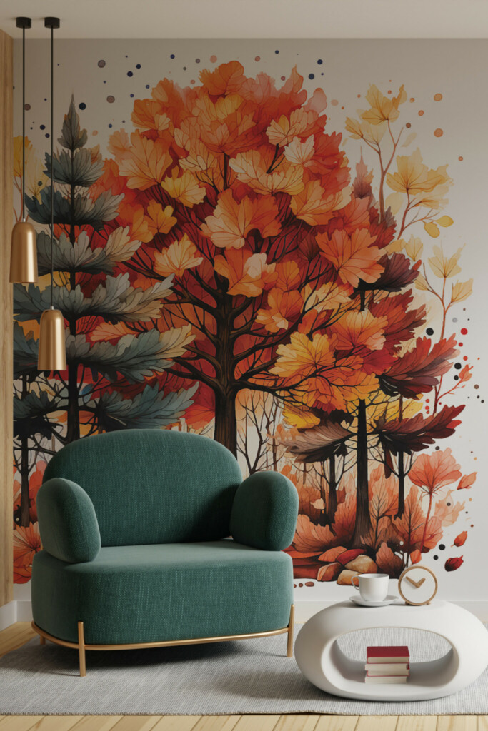 Warm autumn forest wall mural peel and stick by Fancy Walls