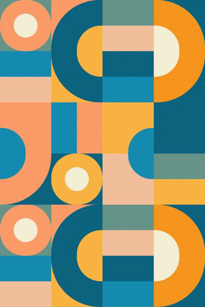 Fancy Walls unpasted wallpaper in colorful Bauhaus geometric design