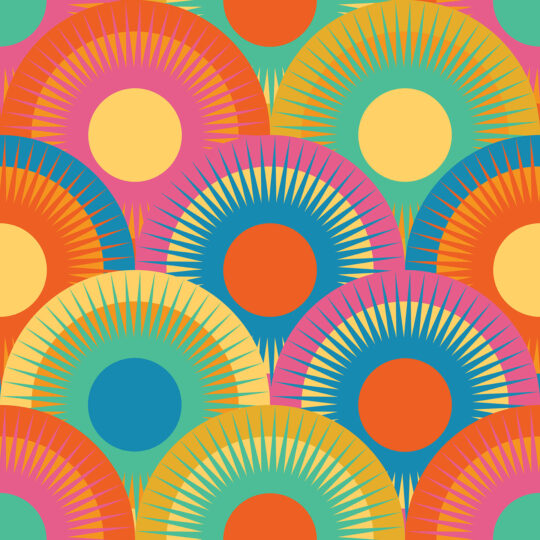 Non-pasted Dancing Sunsets in Groovy Hues by Fancy Walls
