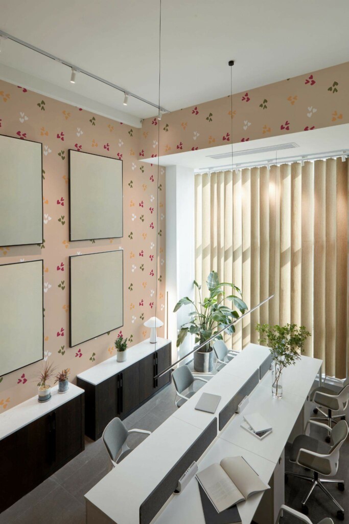 Luxury modern style open office decorated with Colorful hearts peel and stick wallpaper