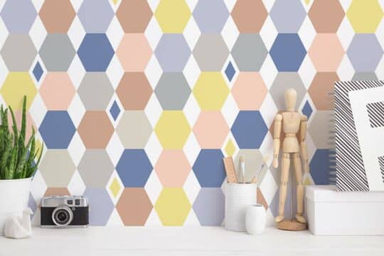 Multicolor hexagon peel and stick wallpaper