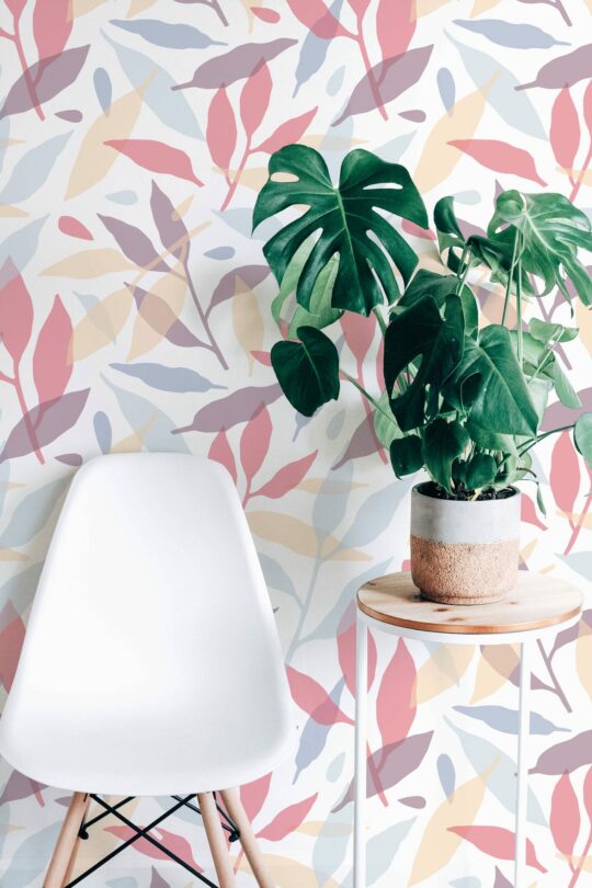Overlapping leaf peel stick wallpaper