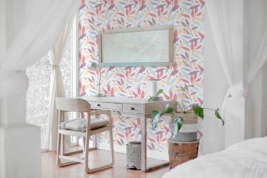 Overlapping leaf self adhesive wallpaper