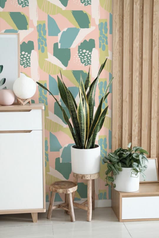 Pastel paint brush stroke peel and stick removable wallpaper