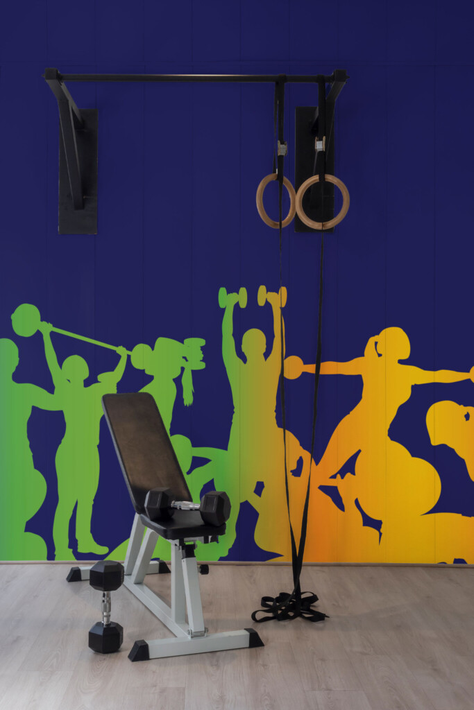 Fancy Walls gym silhouettes wall mural peel and stick.