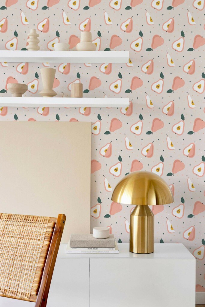 Modern style dining room decorated with Colorful pear peel and stick wallpaper