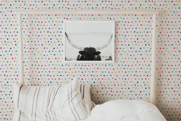 Colorful polka dot peel and stick removable wallpaper