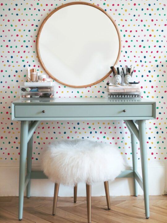 Colorful polka dot peel stick wallpaper