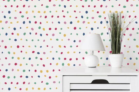 Colorful polka dot peel and stick wallpaper