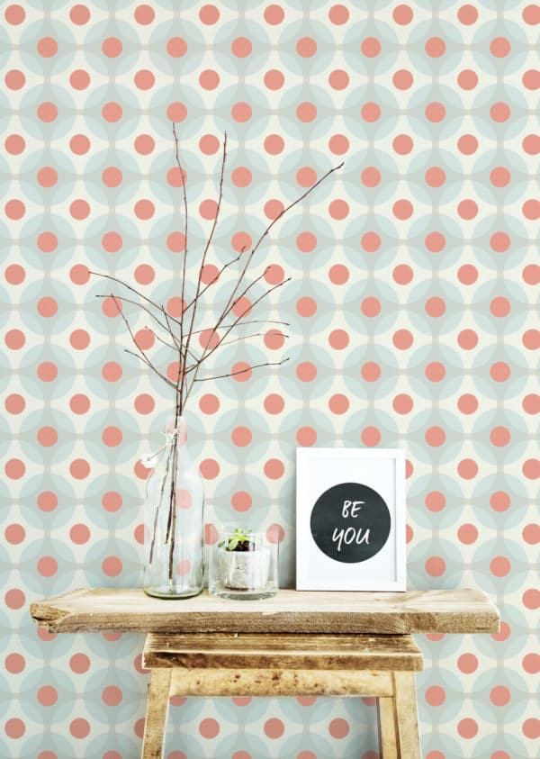 Retro geometric dotted peel and stick wallpaper