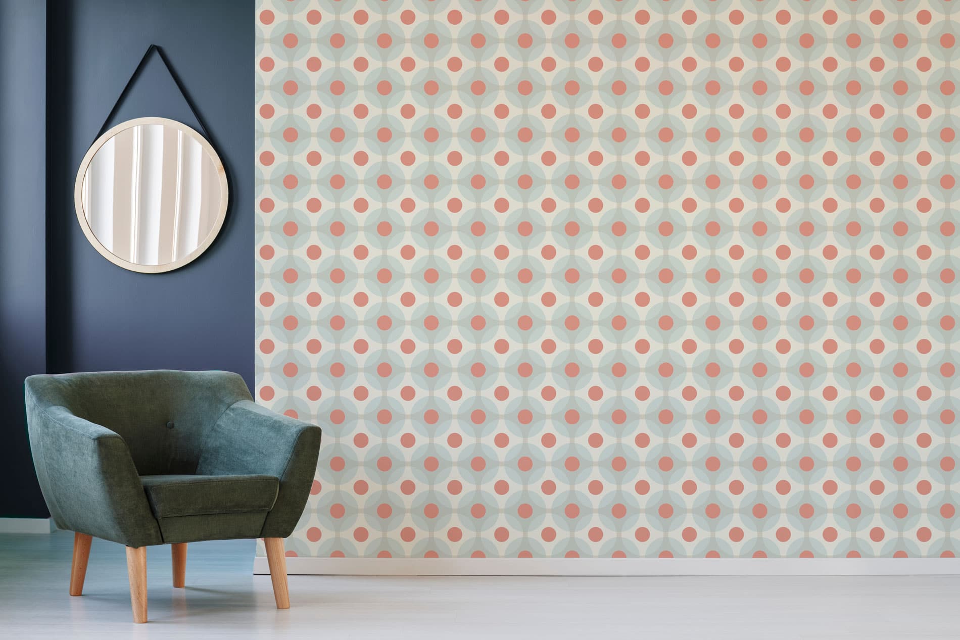 Retro geometric dotted peel stick wallpaper