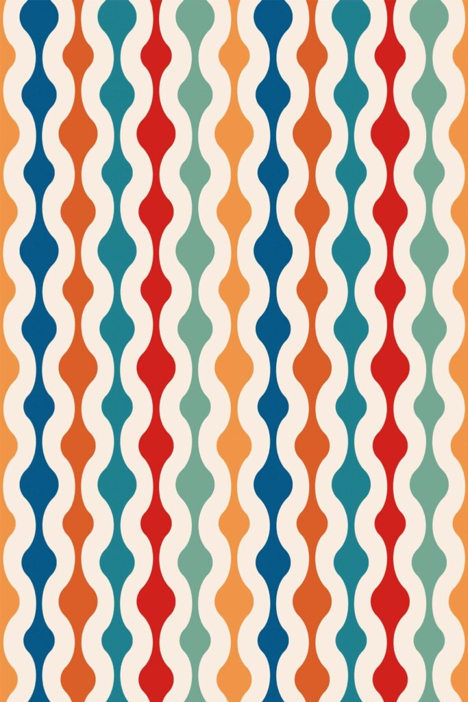 Pattern repeat of Colorful retro removable wallpaper design