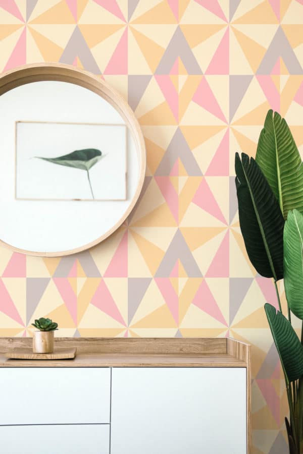 Retro geometric peel stick wallpaper