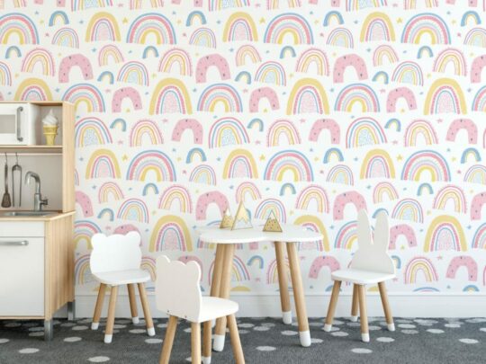 Boho rainbow stick on wallpaper