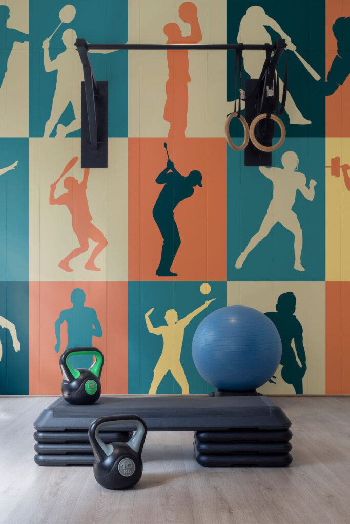 Fancy Walls sport collage peel and stick wall mural.