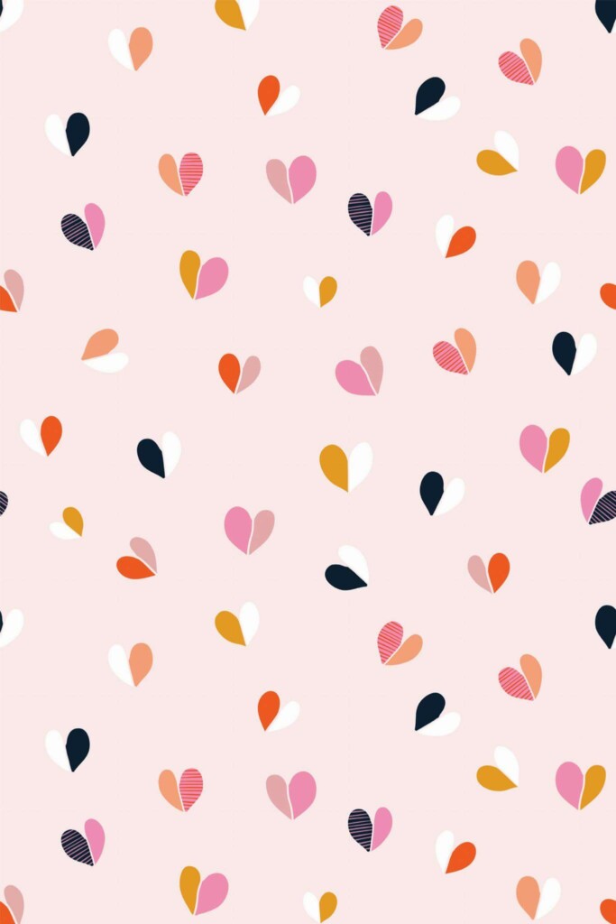 Pattern repeat of Colorful small hearts removable wallpaper design