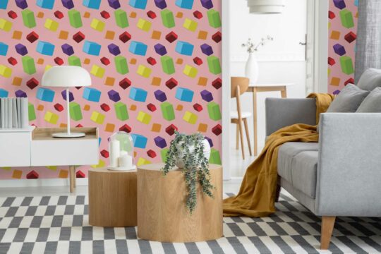 colorful dimensional shapes non-pasted wallpaper