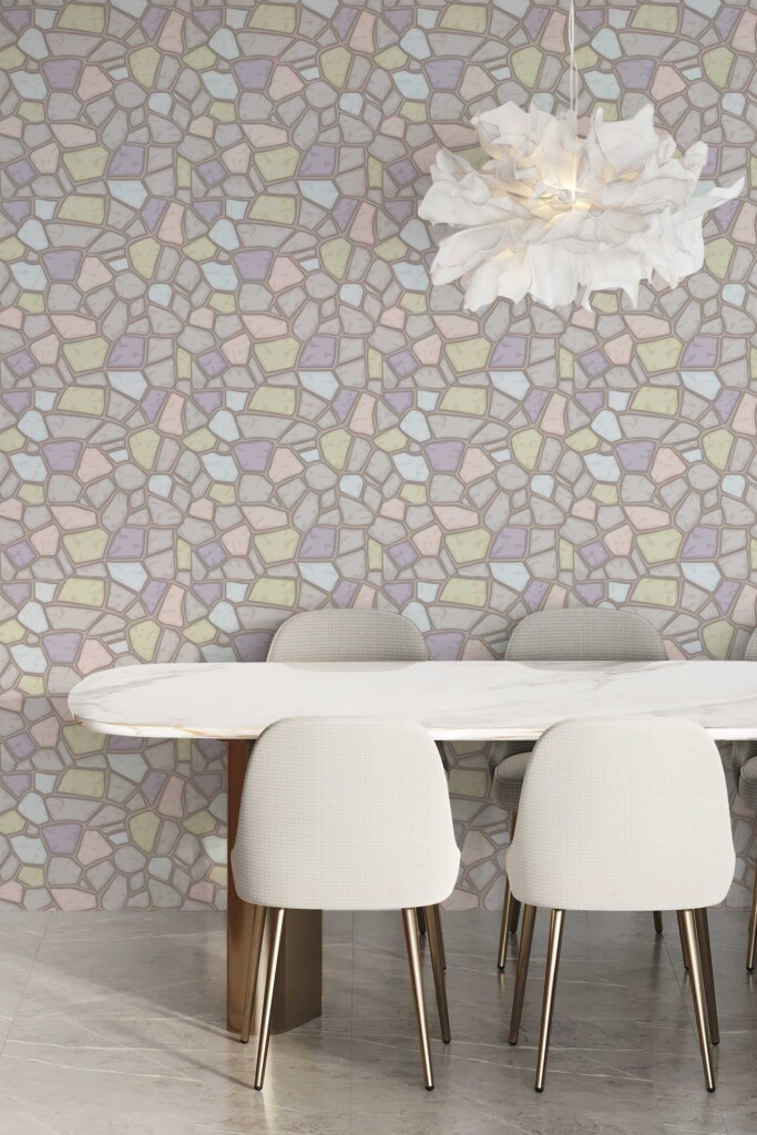 Self-Adhesive Wallpaper with Colorful Stone Look by Fancy Walls.