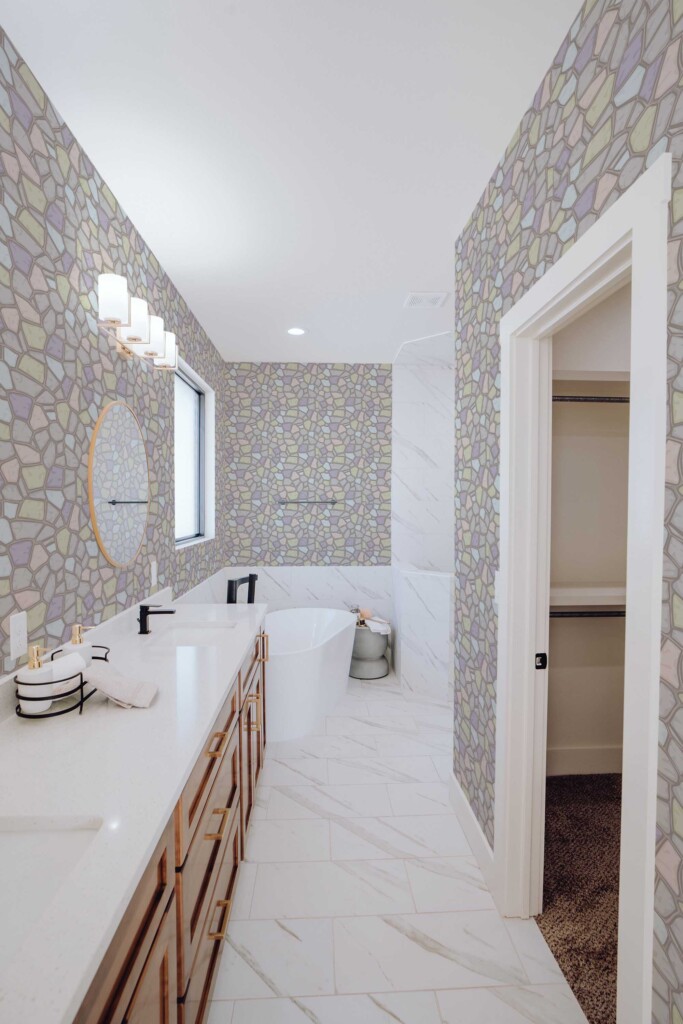 Traditional Wallpaper with Colorful Stone Look design by Fancy Walls.