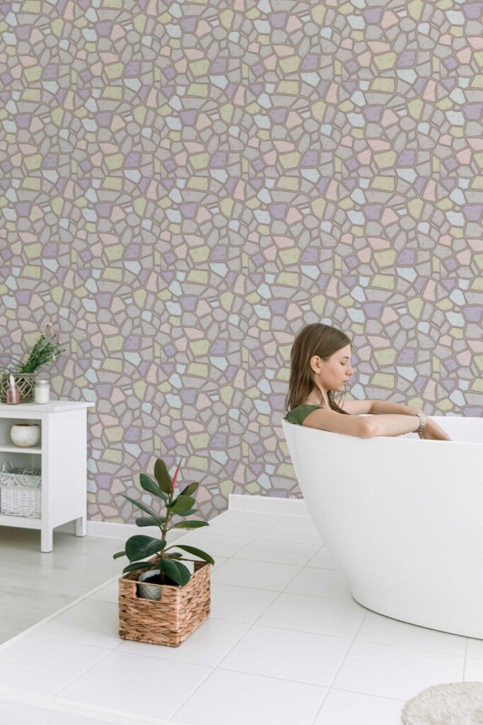 Unpasted Wallpaper featuring Colorful Stone Look by Fancy Walls.