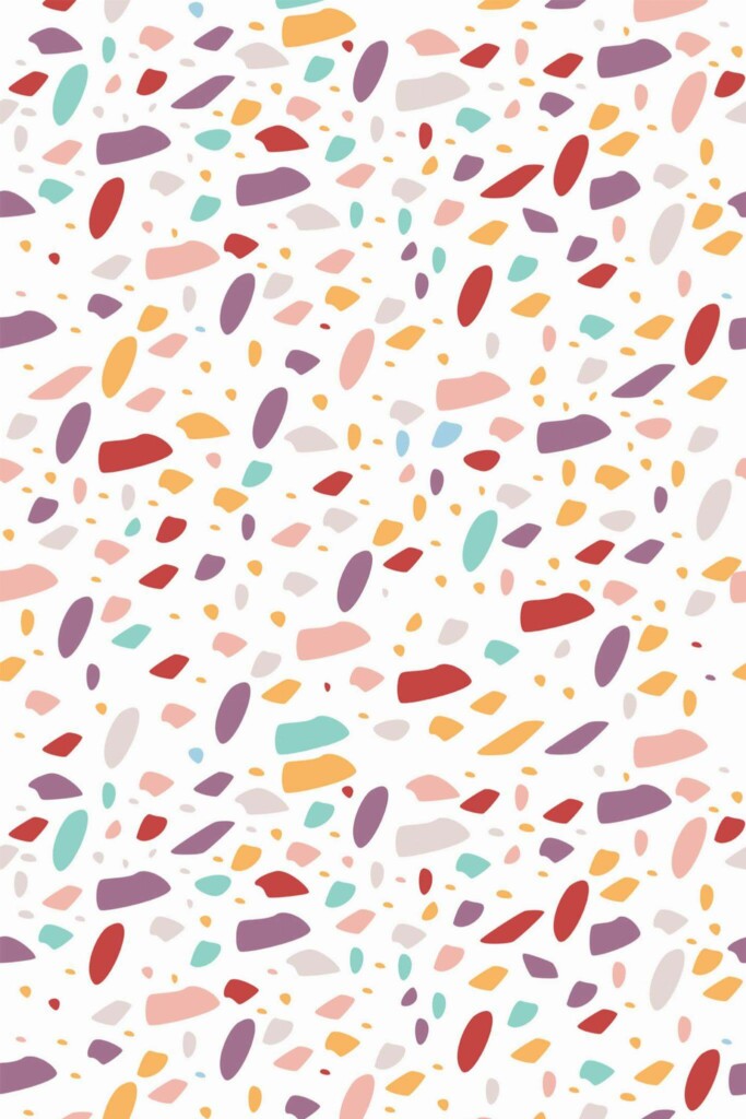 Pattern repeat of Colorful terrazzo removable wallpaper design