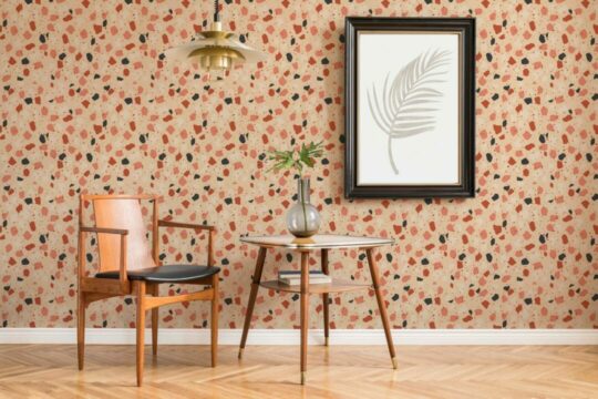 Orange terrazzo peel and stick removable wallpaper