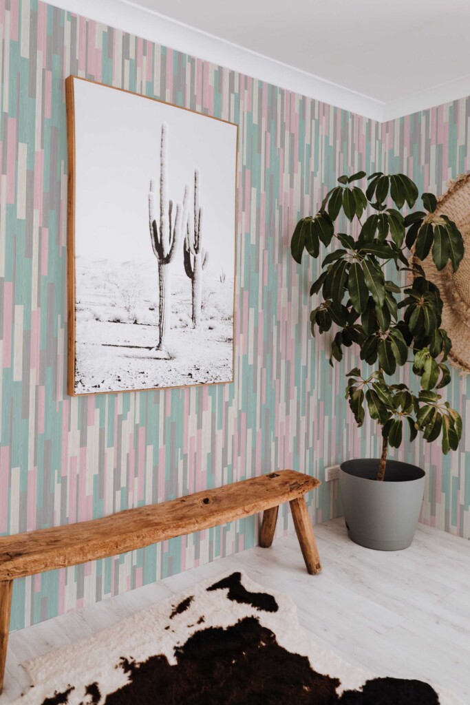 Traditional Wallpaper with Colorful Wood Look design by Fancy Walls.