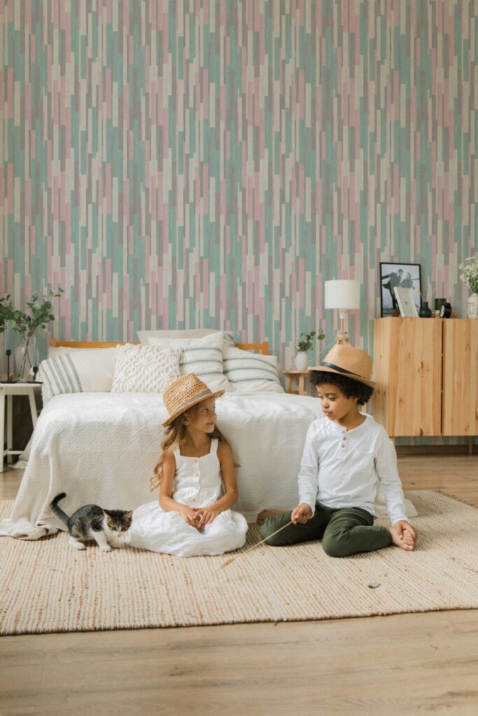 Unpasted Wallpaper featuring Colorful Wood Look by Fancy Walls.