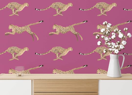 cheetah purple traditional wallpaper
