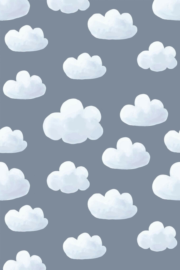 Pattern repeat of Contemporary cloud removable wallpaper design