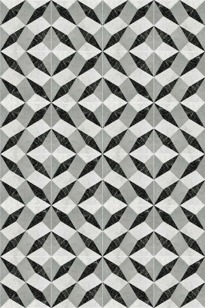 Pattern repeat of Contemporary geometric tile removable wallpaper design