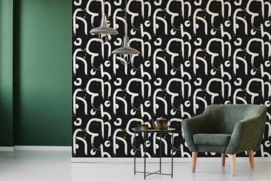 abstract black and white traditional wallpaper