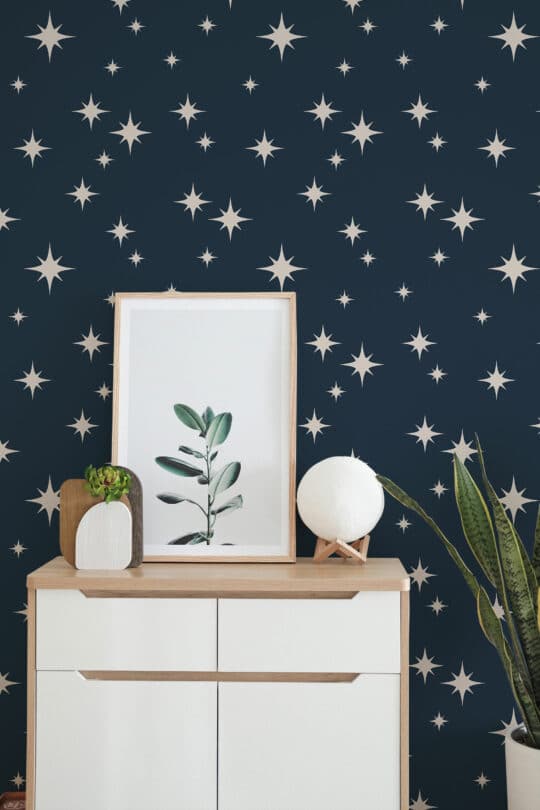 stars blue traditional wallpaper