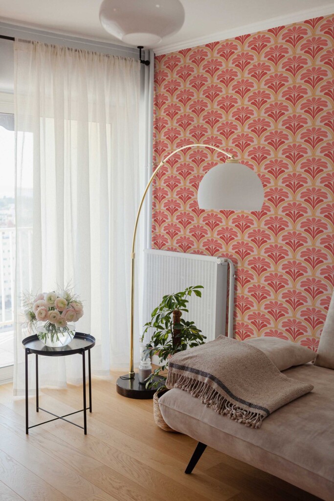 Peel and stick wallpaper in Coral Floral pattern by Fancy Walls