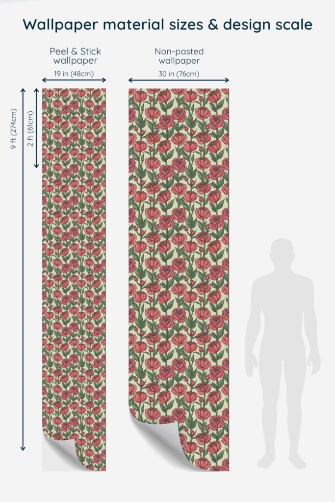 Chateau-inspired Coral Floral removable wallpaper by Fancy Walls