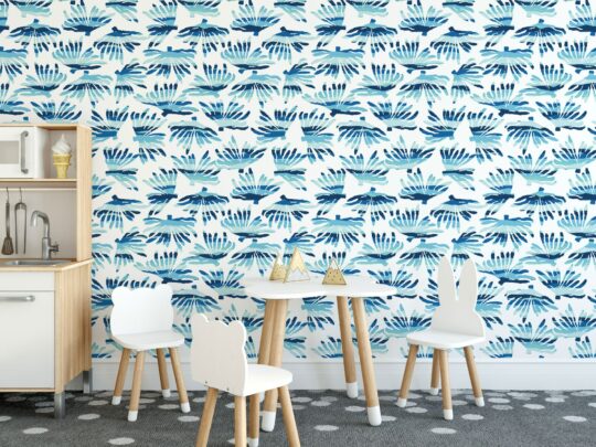 Blue coral peel and stick wallpaper
