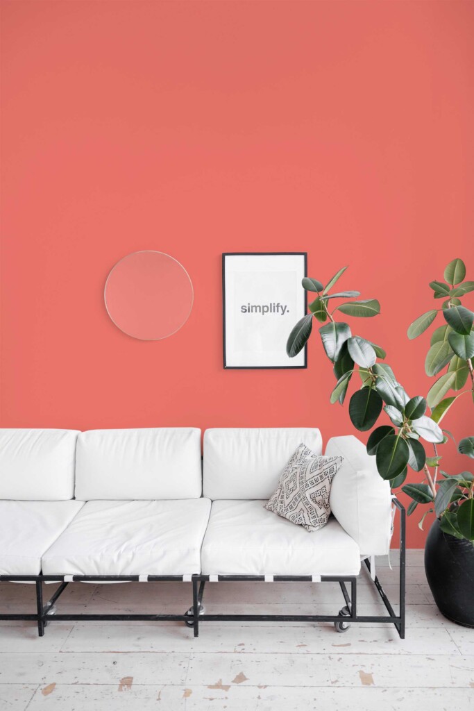 Traditional wallpaper in coral tone by Fancy Walls for bright living spaces